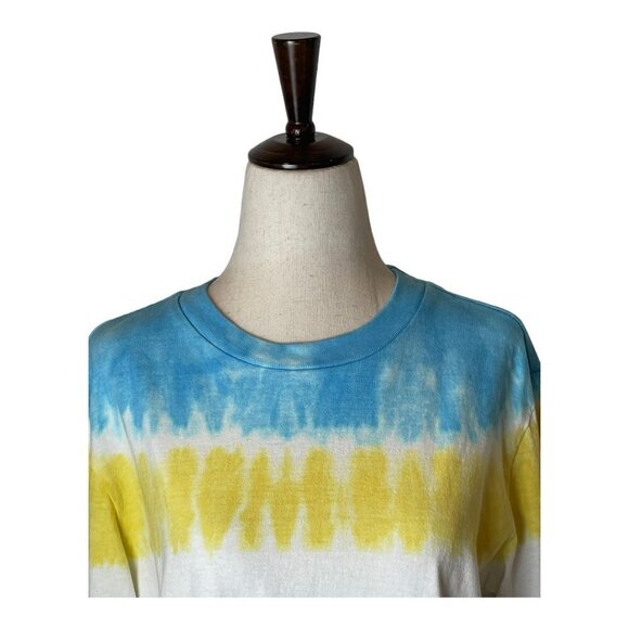 RE/DONE X Hanes Blue And Yellow Tie Dye 50s Long Sleeve Crewneck Tee Size S - Picture 5 of 8